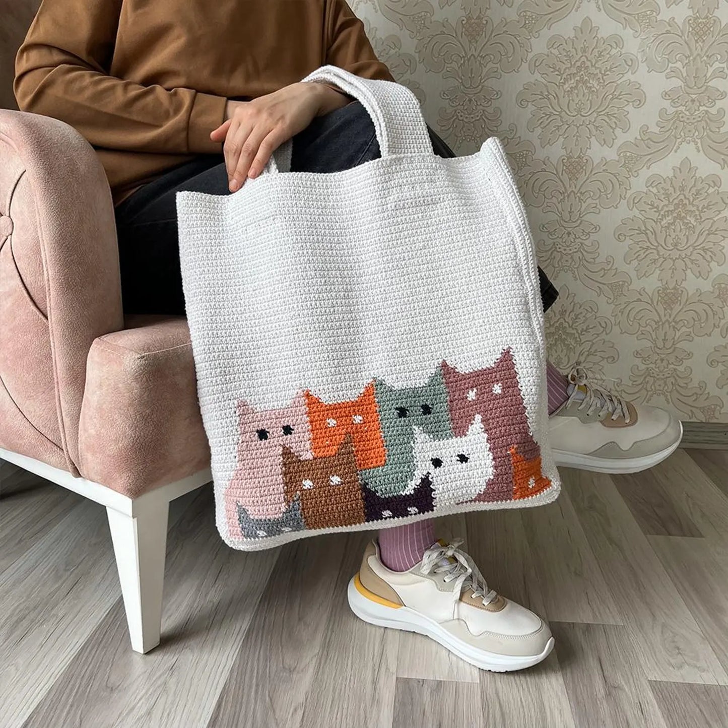 🐱 Crochet Cat Tote Bag Pattern – Cute & Colorful PDF