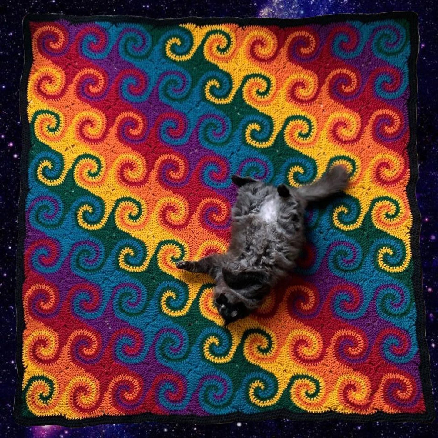 Rainbow Galaxy Crochet Blanket Pattern – Swirly & Colorful Afghan! 🌀✨