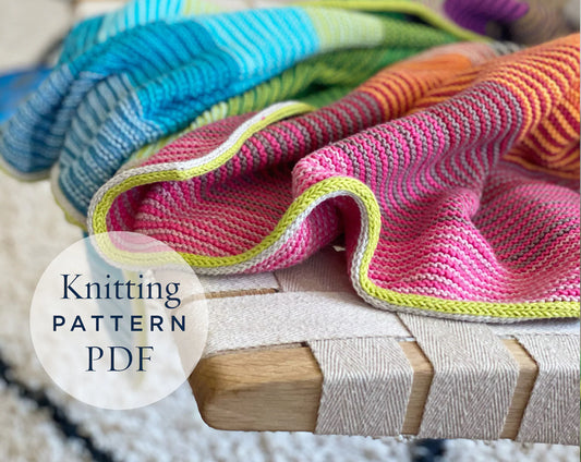 Kiss Blanket Knitting Pattern – Colorful & Easy Garter Stitch PDF