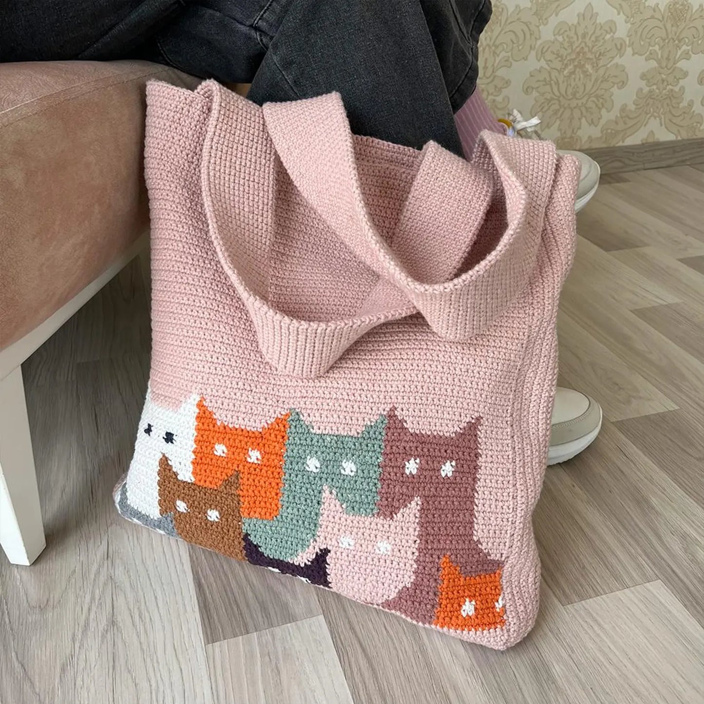 🐱 Crochet Cat Tote Bag Pattern – Cute & Colorful PDF