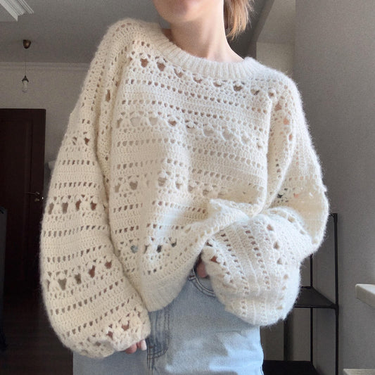 🌹 Rosemarie Sweater – Lacy Oversized Pullover PDF 🧶✨