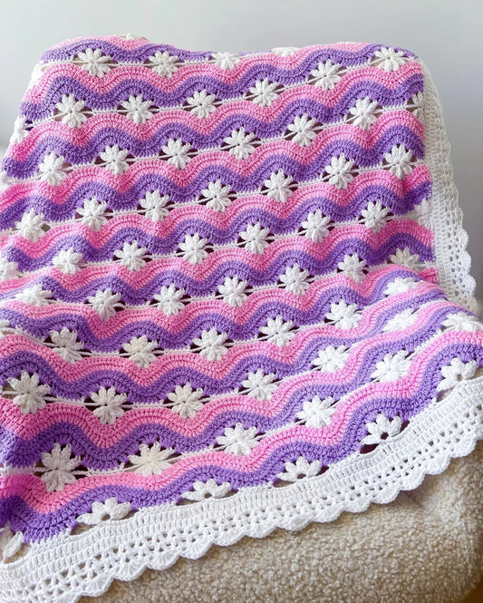 🌸 Field of Daisies – Ripple Crochet Blanket (PDF, 6 Sizes) 🧶