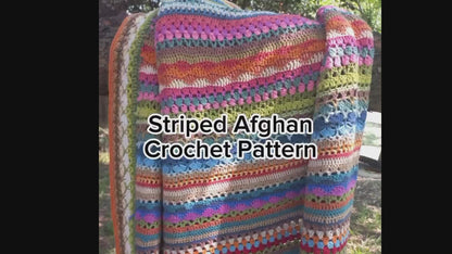 🌈 Rainbow Striped Crochet Blanket – PDF Pattern